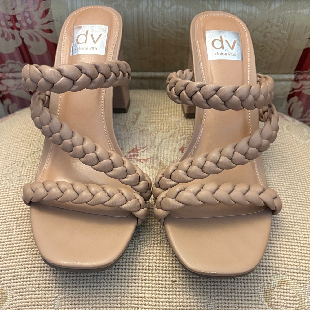 DV by Dolce Vita Braided Nude Block Heel Slide